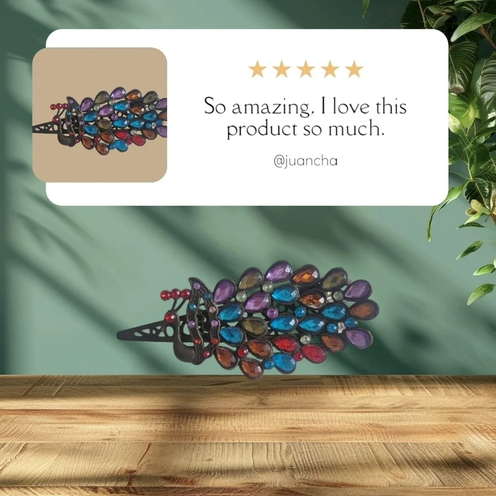 Vintage style Rhinestone  Hair Clip Barrette Multicolor